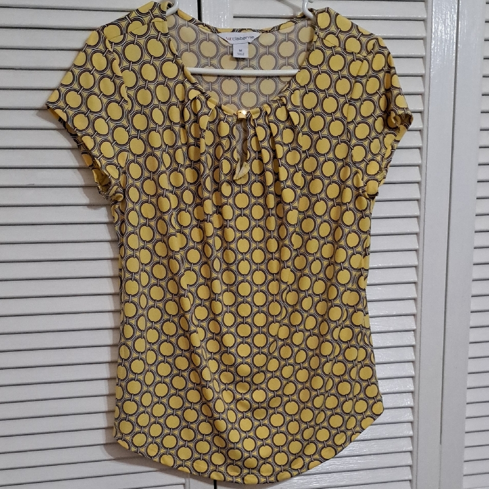 Liz Claiborne Yellow and Black Geometric Blouse